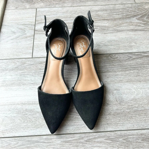 CROWN VINTAGE Valentinaa D'Orsay Black Leather Strappy Pumps - Picture 2 of 15